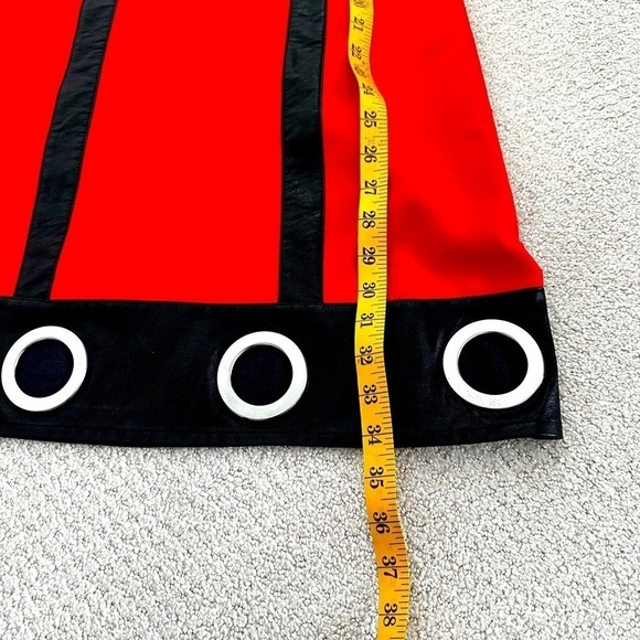 RINASCIENTO Red Dress with Black leather detailing & silver circle details - Picture 10 of 13